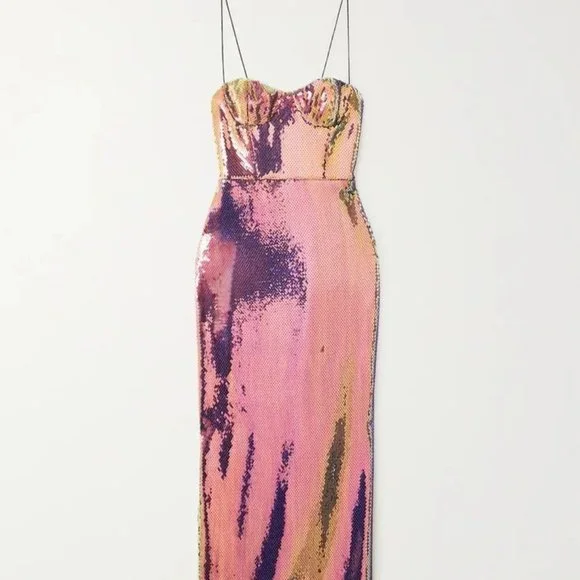 Alex Perry Women's Pink Ford Sequined Voile Gown - Picture 4 of 7